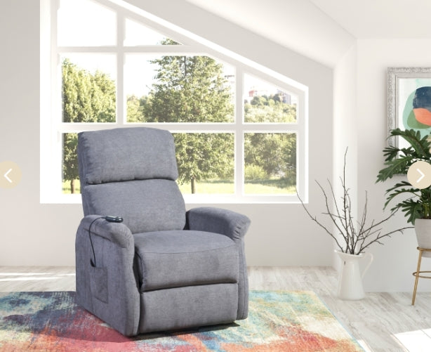 MZ-99113G Recliner, Power, Lift, Grey Fabric