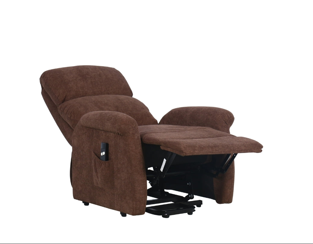 MZ-99113B Recliner, Power, Lift, Brown Fabric