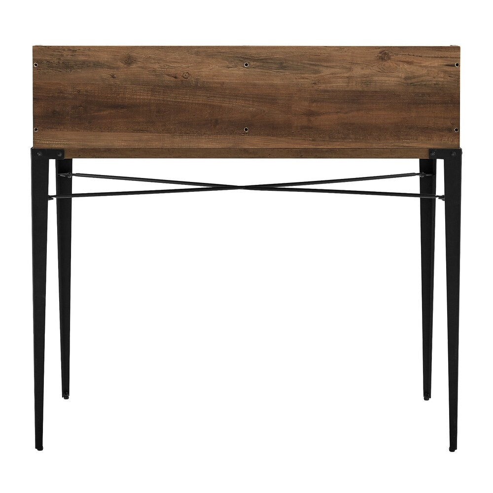 JL-0627SD Secretary Desk, 42" Wide, Hutch and Storage Drawers, Brown Recliamed Colour