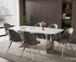 T-1540 | C-1541 Dining Set, 7Pc, 71" Table, White Sintered Stone Table Top, Stainless Steel Base, Grey Chairs