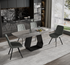 T-1560 | C-1561 Dining Set, 7Pc, 71" Long Table, Armani Grey Sintered Stone Top, Grey Carbon Steel Base, Grey Chairs