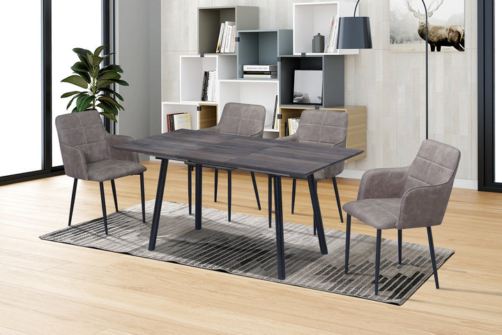 T-1814 | C-1835 Dining Set, Extensions Table 48-64" Long, Charcoal Brown Chairs