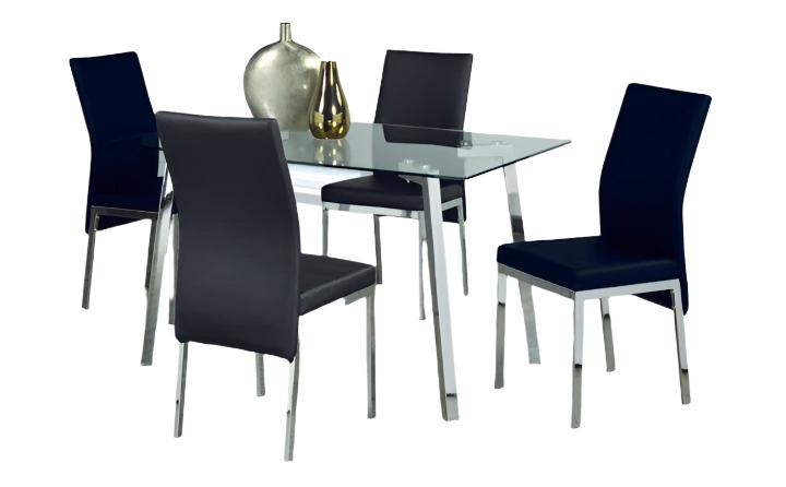 T-5065 | C-5063 - 5 Pc Dining Set - 51" Glass Table and Black Chairs