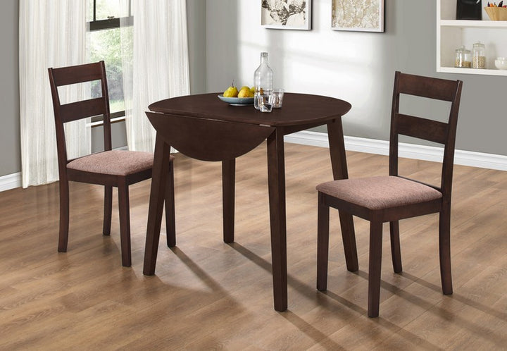 T-Toronto | C-1033, 3Pc Set, Espresso, 36" Round Table, 2 Drop Leafs, 2 Chairs