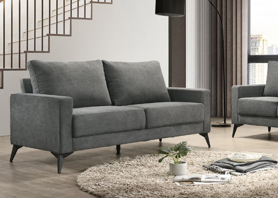 TUS 1176 Sofa, 66" Wide, Charcoal Fabric, Black Metal Legs