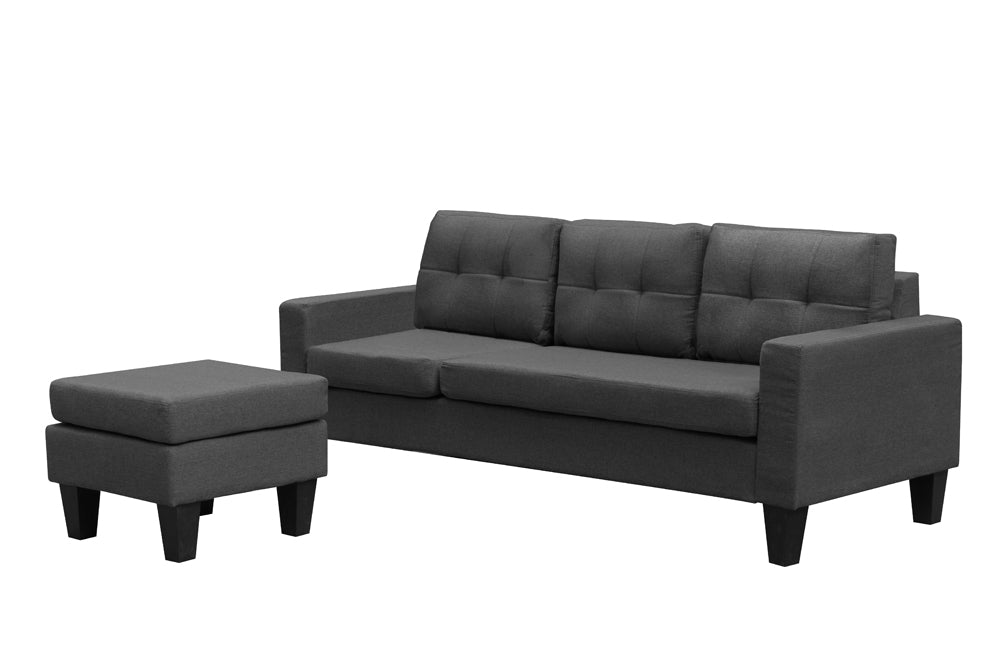 TUS-1228 Sectional Sofa, 71" Wide, Grey Linen Fabric, Condo-Size