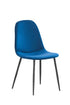 JL 0626BL Dining Set, 5 Pc, 44" x 30" Table, Black Glass Top, Blue, Black or Grey Chairs, Black Metal Frame