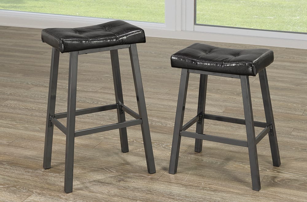 Bar / Counter Stools - Grey and Black Faux Leather - TUS-3221