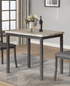 TUS-3720 Dining Table 32", Light Grey Table, Gun Metal Frame