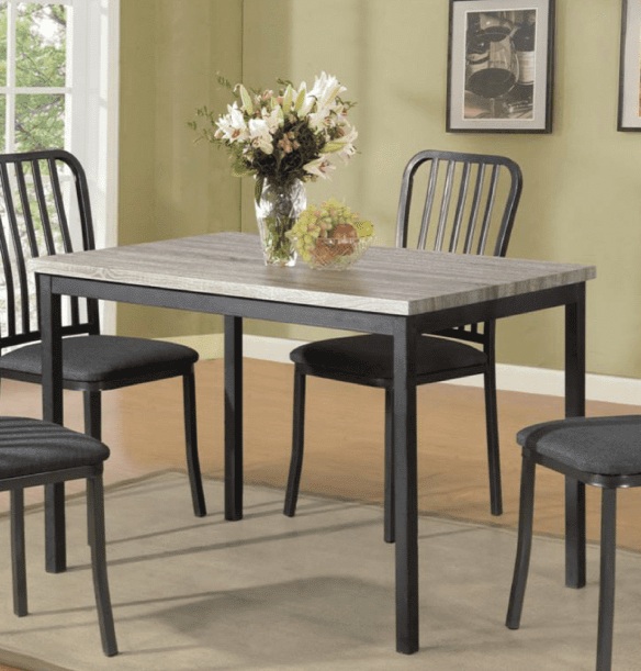TUS-3721 Dining Table 48", Light Grey Table, Gun Metal Frame