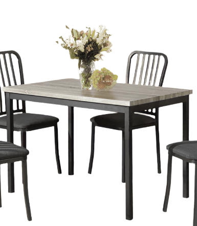 TUS-3721 Dining Table 48", Light Grey Table, Gun Metal Frame