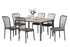 TUS 3722 Dining Set, 7Pc, 60" Light Grey Table & 6 Chairs