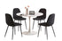 TUS-3810W | 215BK Dining Set, 5Pc, 40" Diamenter, White, Round Table, 4 Black Velvet Chairs