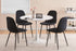 5Pc Dining Set - 40" White  Round Table + 4 Black Velvet Chairs  TUS 3810W | 215BK
