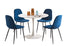 5Pc Dining Set - 40" White  Round Table + 4 Blue Velvet Chairs  TUS 3810W | 215BL