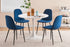 5Pc Dining Set - 40" White  Round Table + 4 Blue Velvet Chairs  TUS 3810W | 215BL