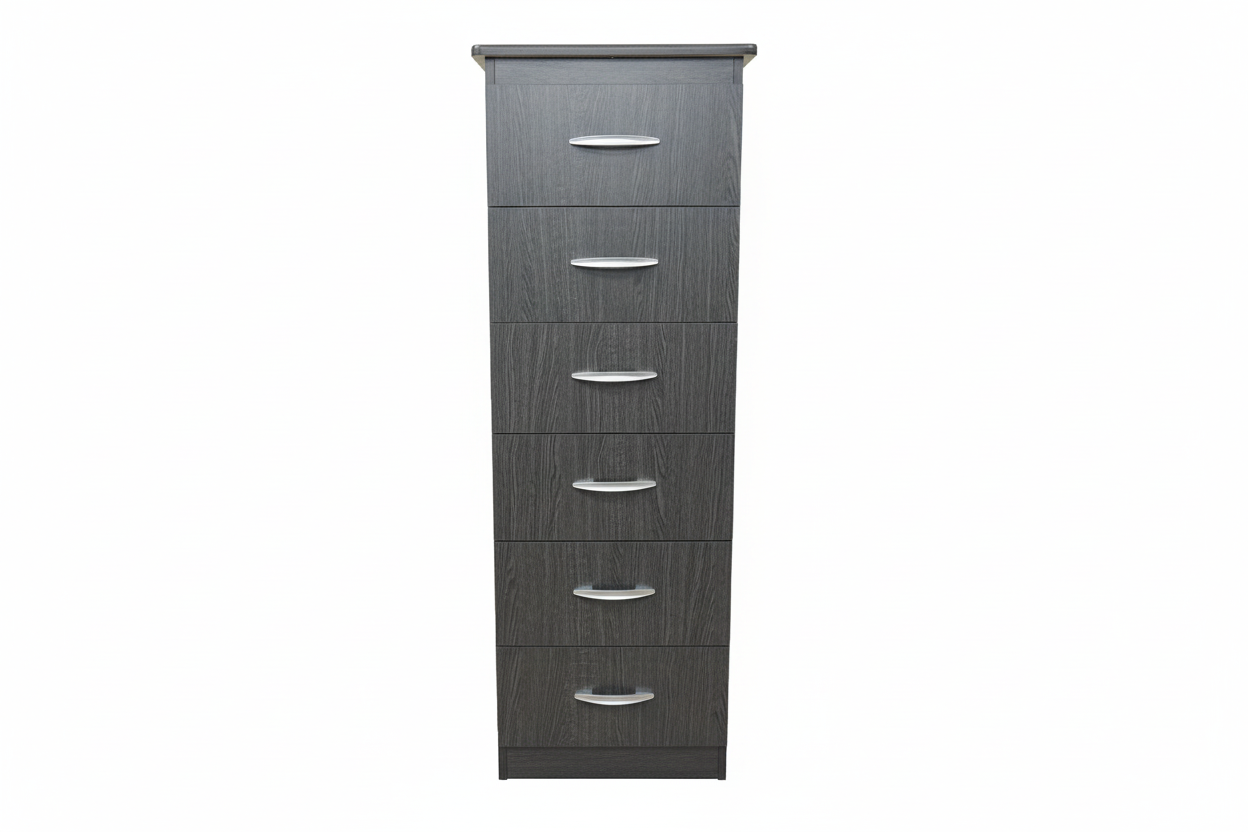 STR "Tall Boy" 6 Drawer Narrow Chest - Available in various Colours & Sizes