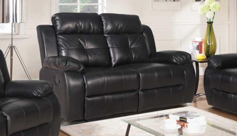 "VINCENT BLACK" Reclining Sofa Set, OR Individual Components, Black, Faux Leather