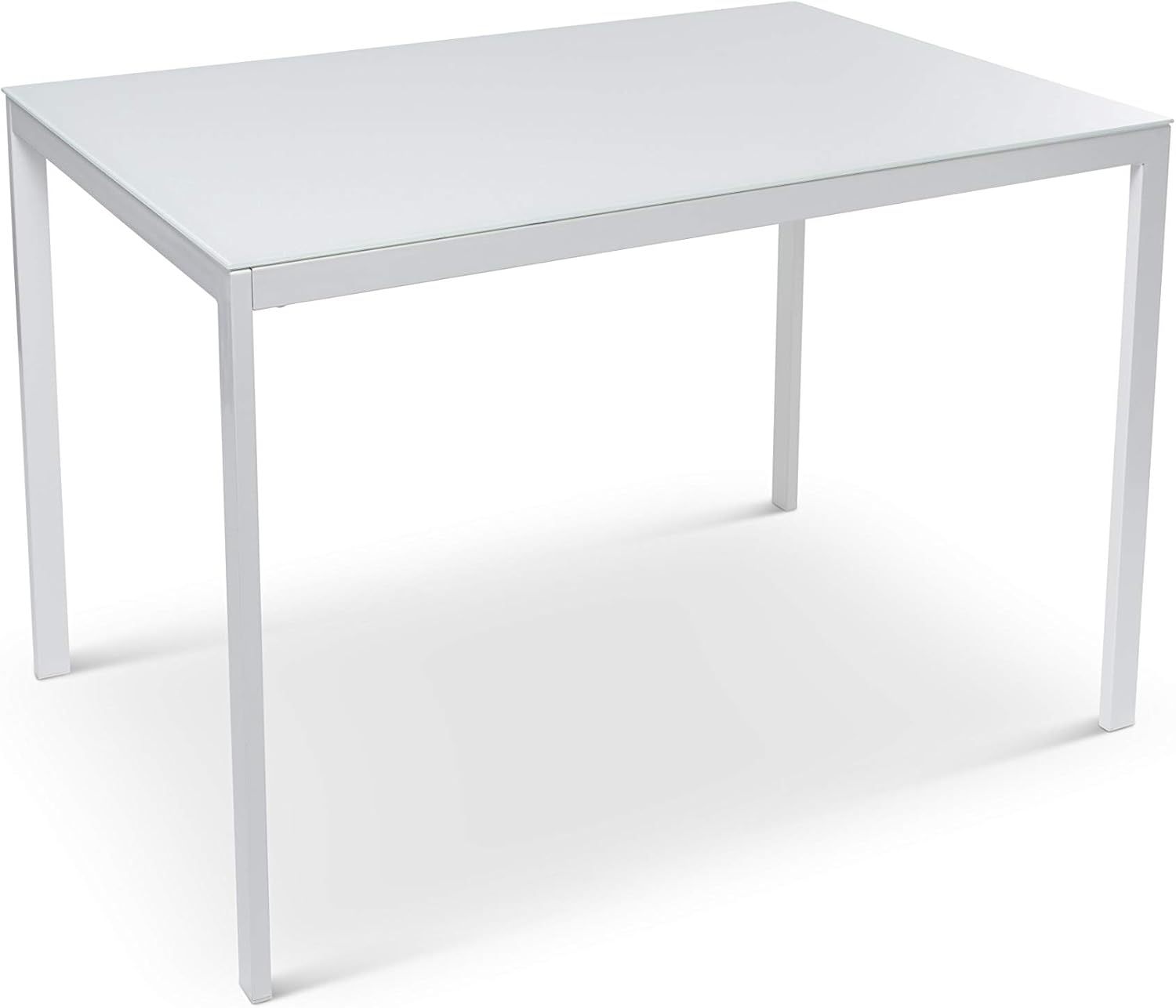 JL 0626WS Dining Set, 3 Pc, 30" x 30" Table, White Glass Top, White Acrilic Chairs, White Metal Frame