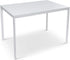 JL 0626WS Dining Set, 3 Pc, 30" x 30" Table, White Glass Top, White Acrilic Chairs, White Metal Frame