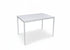 JL  0626WL Dining Table, White Glass Top, White Metal Frame, 44" x 30"