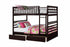 B-115 Bunk Bed, Espresso, Double / Double, Wood, 2 Pullout Storage Drawers