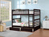 B-115 Bunk Bed, Espresso, Double / Double, Wood, 2 Pullout Storage Drawers