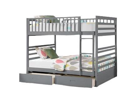 B-115 Bunk Bed, Grey, Double / Double, Wood, 2 Pullout Storage Drawers