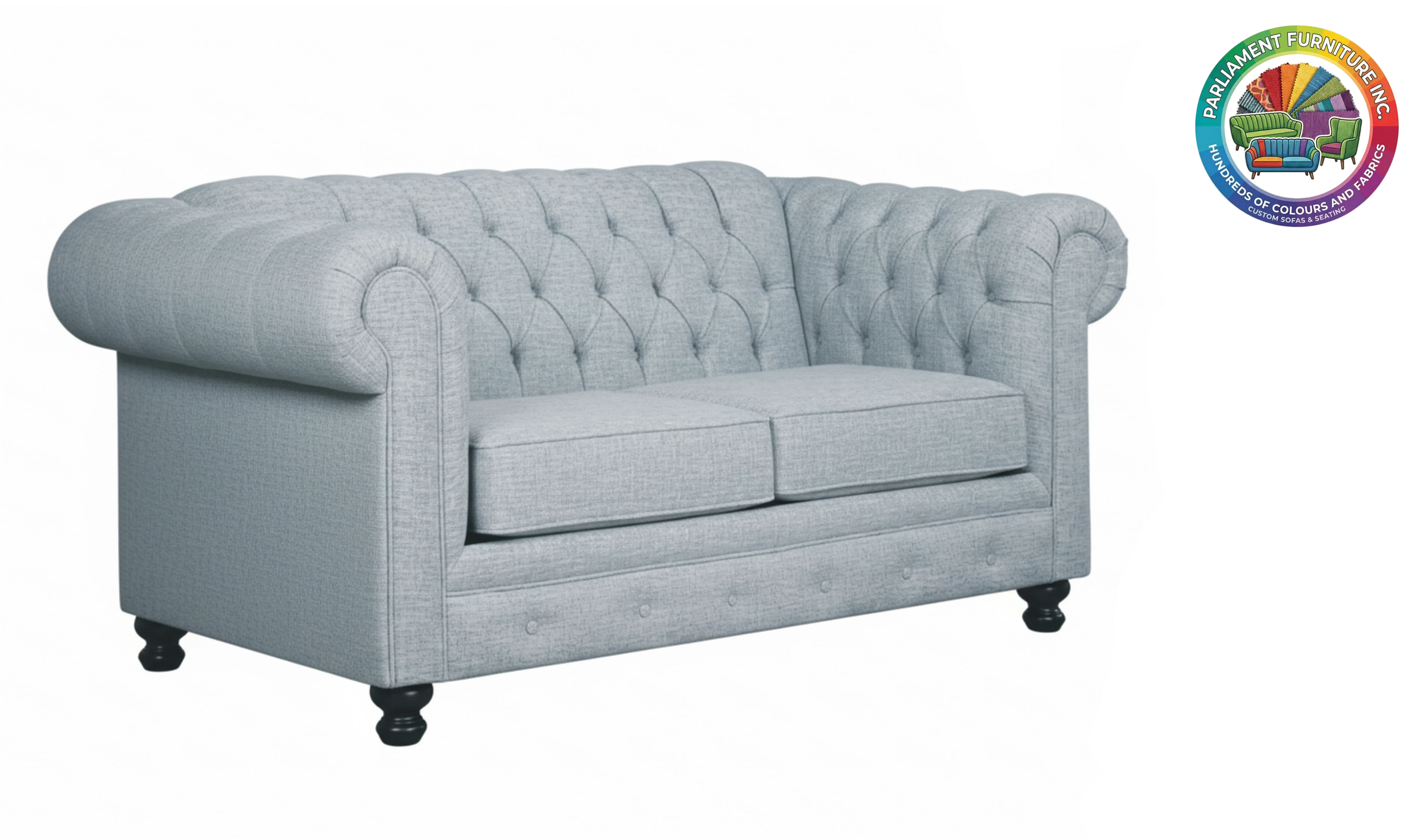 Badged - REL "RIO" Loveseat, Many Colour and Fabric Choices, Canadian Made