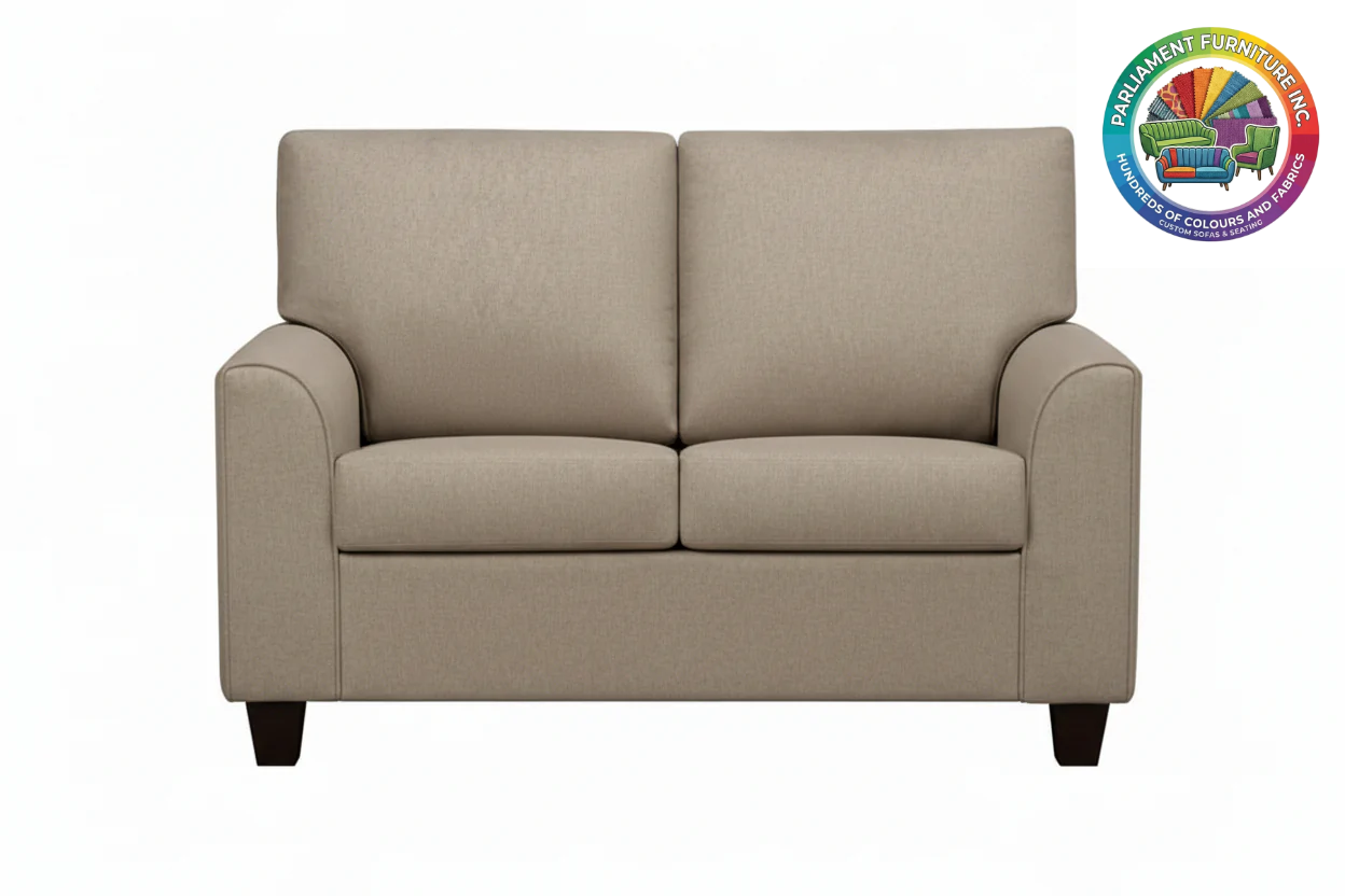 Badged - REL "LEAH" Loveseat, Many Colours and Fabrics Available, Canadian Made