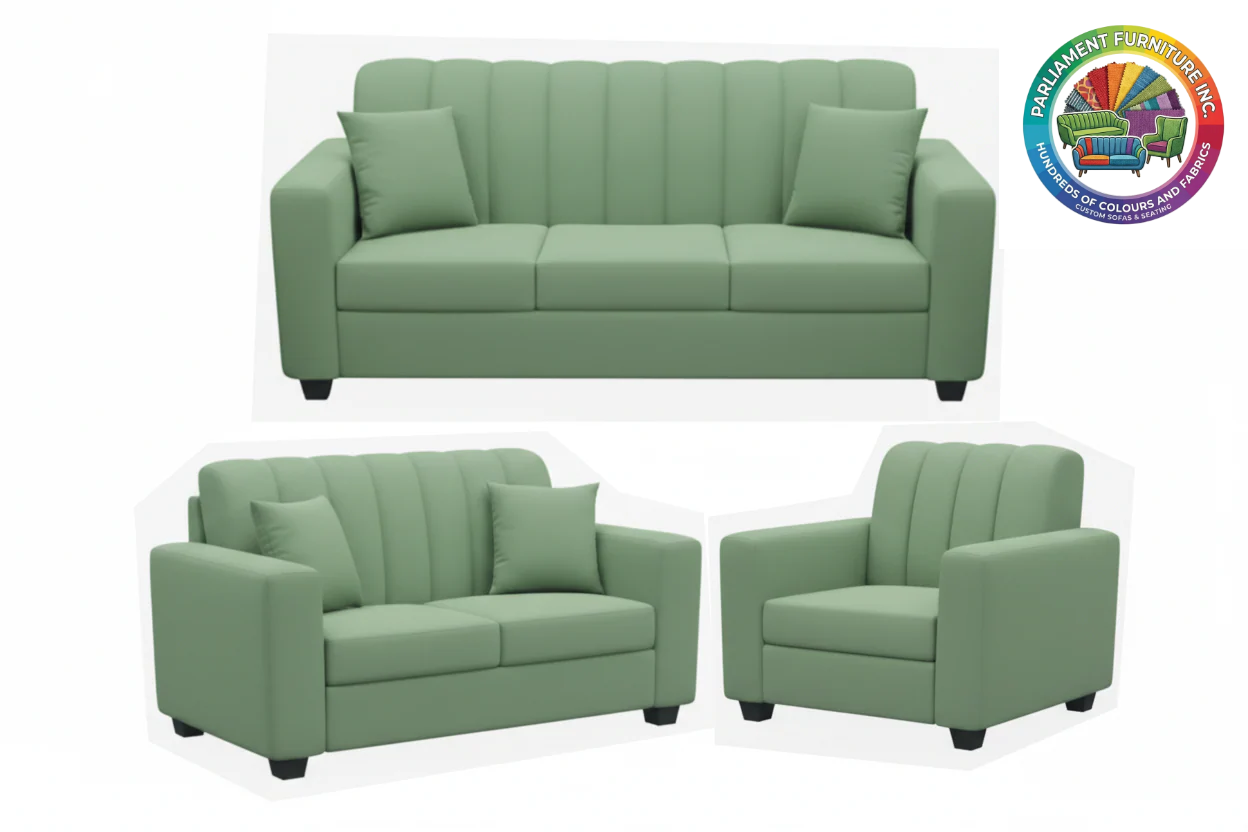 Badged - REL 1515 Sofa Set, Channel Back , 3Pc, Many Fabrics and Colours Available, Canadian Made