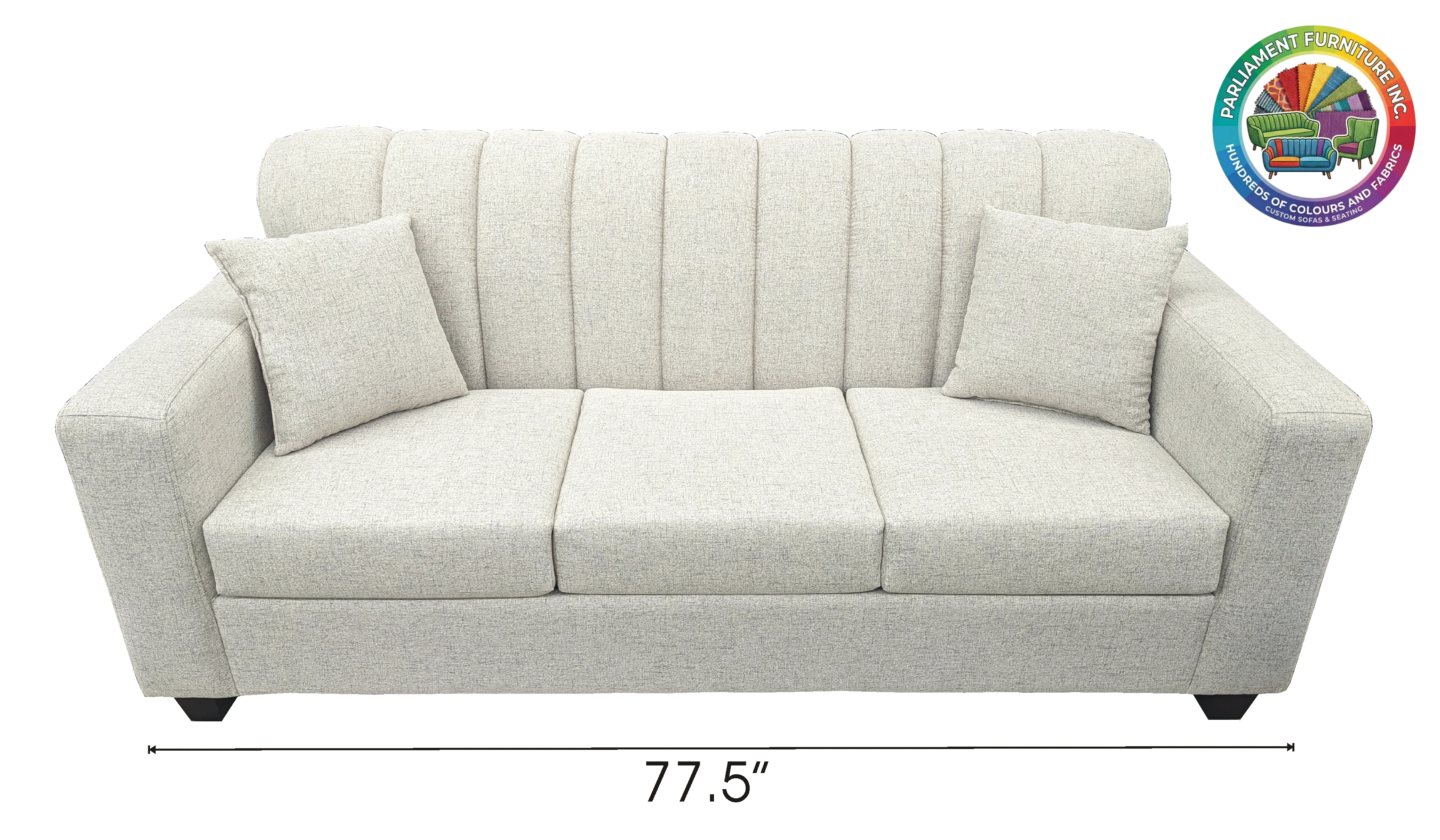 Badged - REL 1515 Sofa, Channel Back , 77" Wide, Many Fabrics and Colours Available, Canadian Made