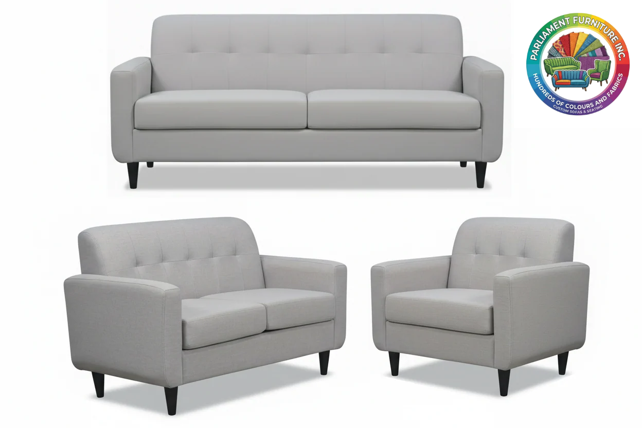 Badged - REL "NAOMI" Sofa Set, 3Pc, Many Fabrics and Colours Available, Canadian Made