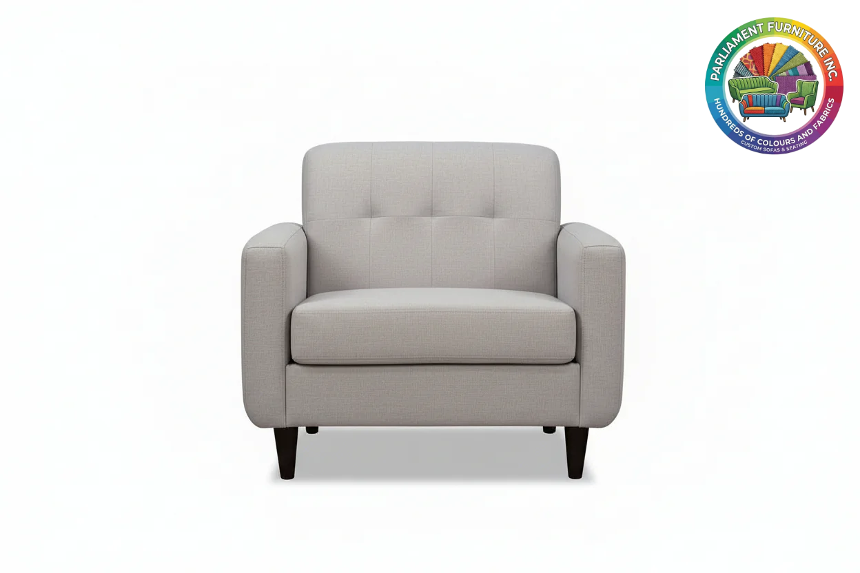 Badged - REL "NAOMI" Armchair, Many Fabrics and Colours Available, Canadian Made