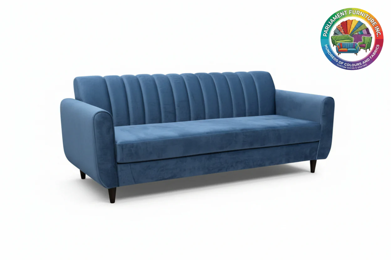 Badged - REL "Molly" Sofa, Many Fabric and Colour Choices, Vertical Tufted Back, Single Bench Seat
