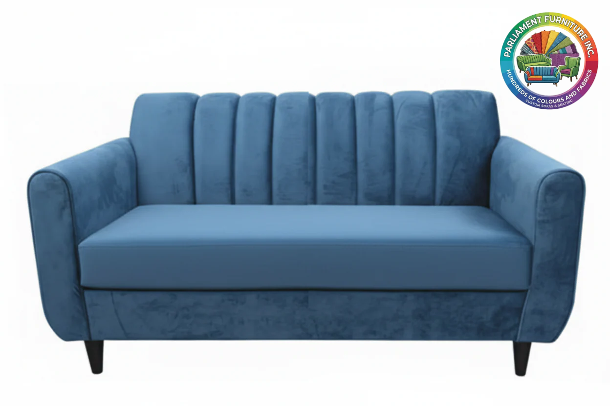 Badged - REL "Molly" Loveseat, Many Fabric and Colour Choices, Vertical Tufted Back, Single Bench Seat