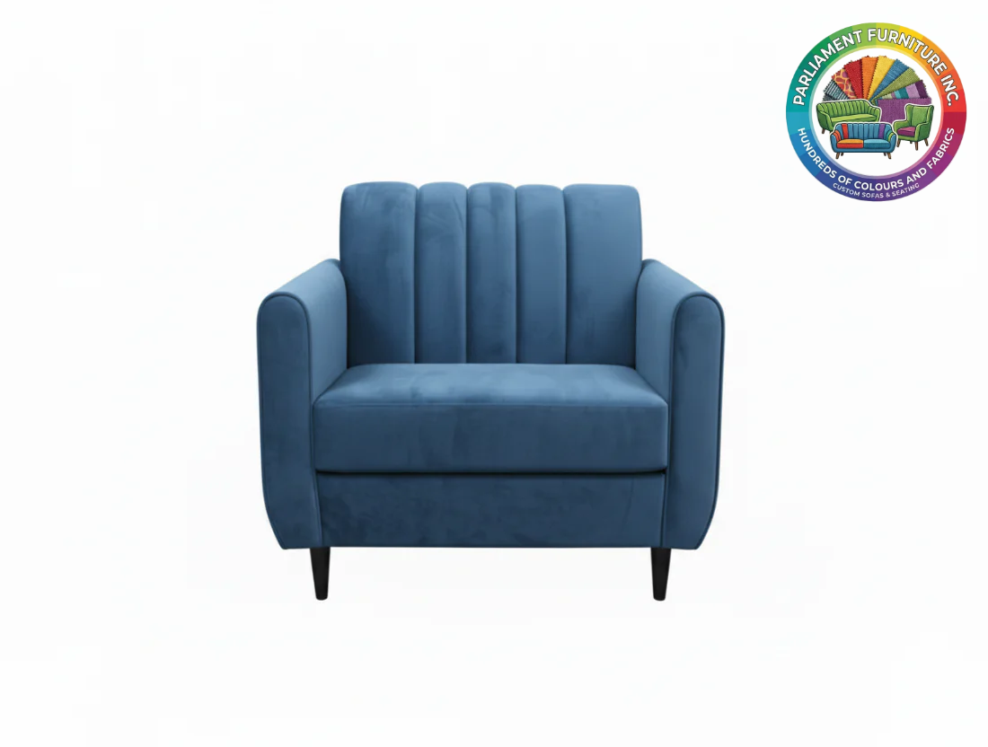 Badged - REL "Molly" Armchair, Many Fabric and Colour Choices, Vertical Tufted Back, Single Bench Seat