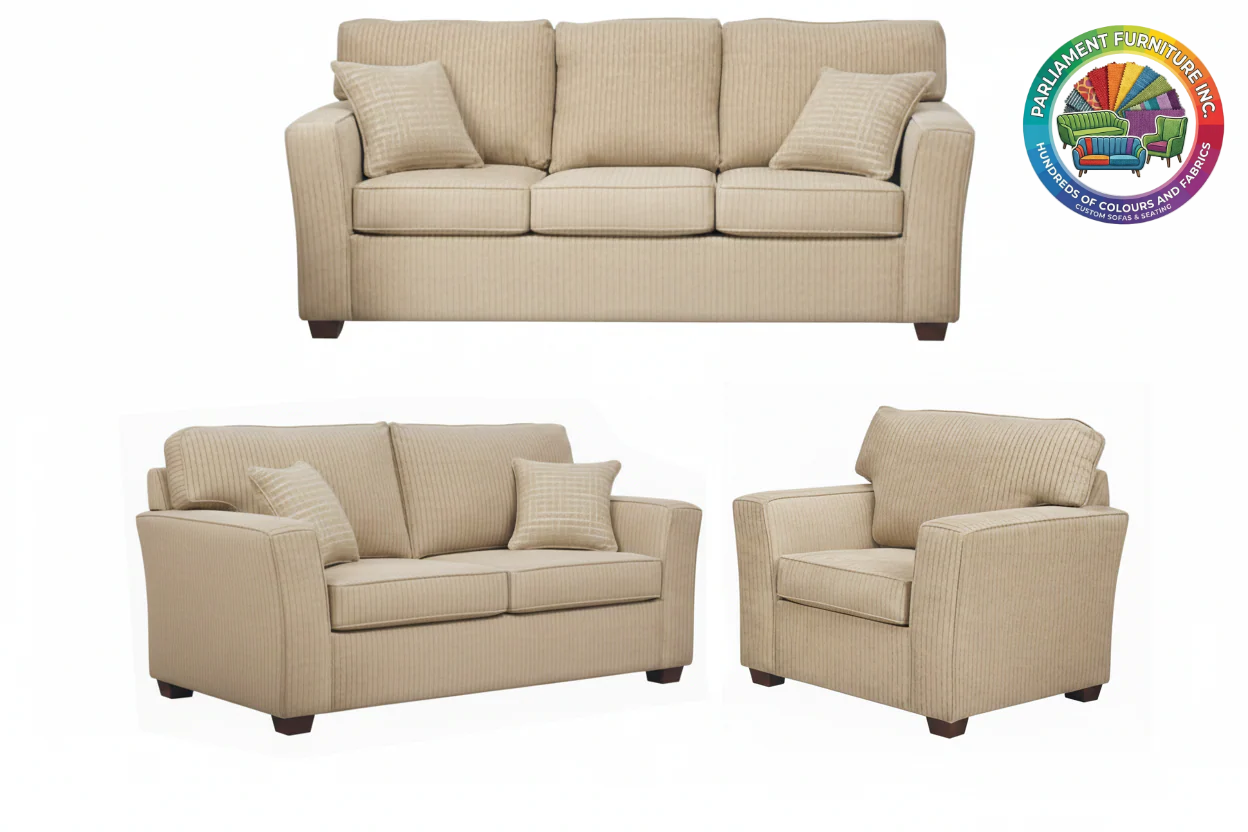 Badged - REL 607 Sofa Set, 3Pc, Many Fabrics and Colours Available, Canadian Made
