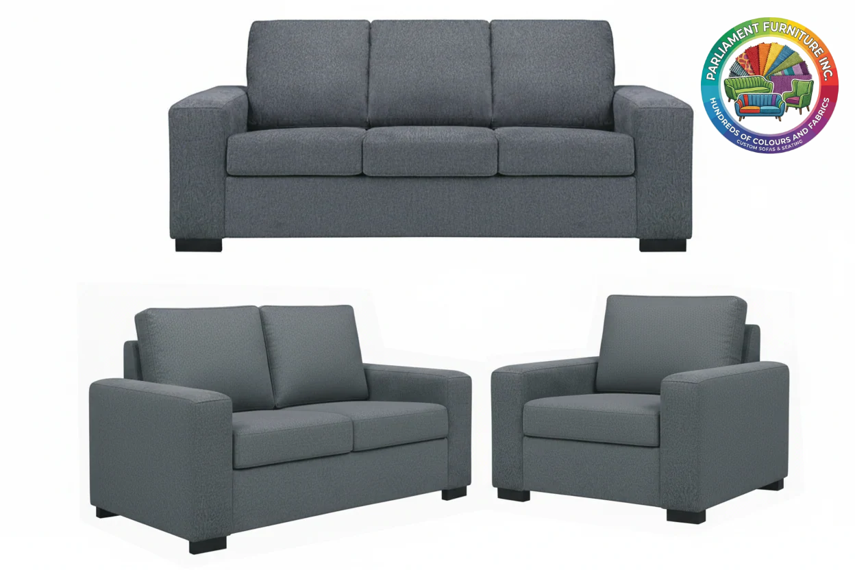 Badged - REL 606 Sofa Set, 3Pc, Many Colour and Fabric Choices, Canadian Made