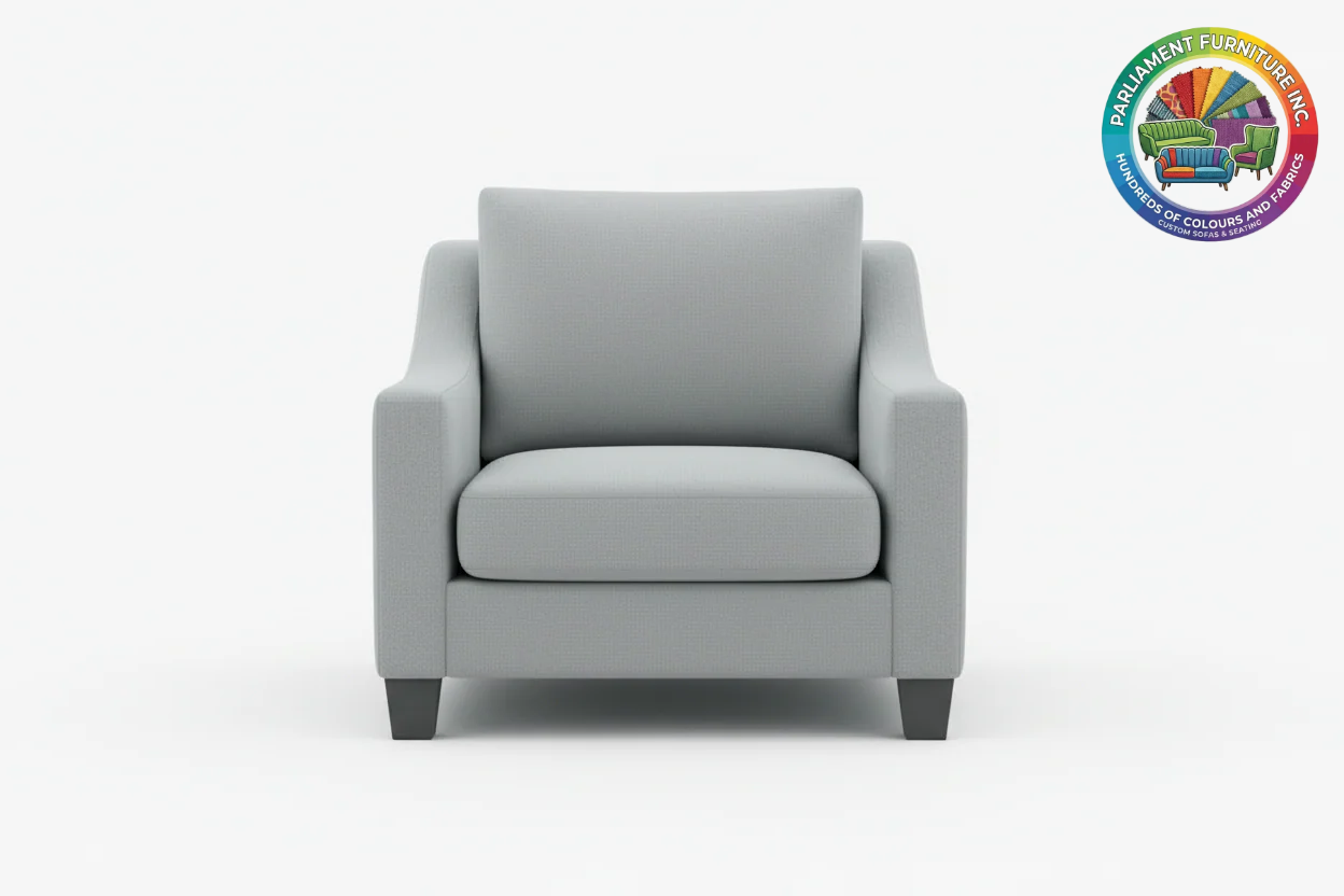 Badged - REL "COURTNEY" Armchair, Many Fabric & Colour Choices, Canadian Made