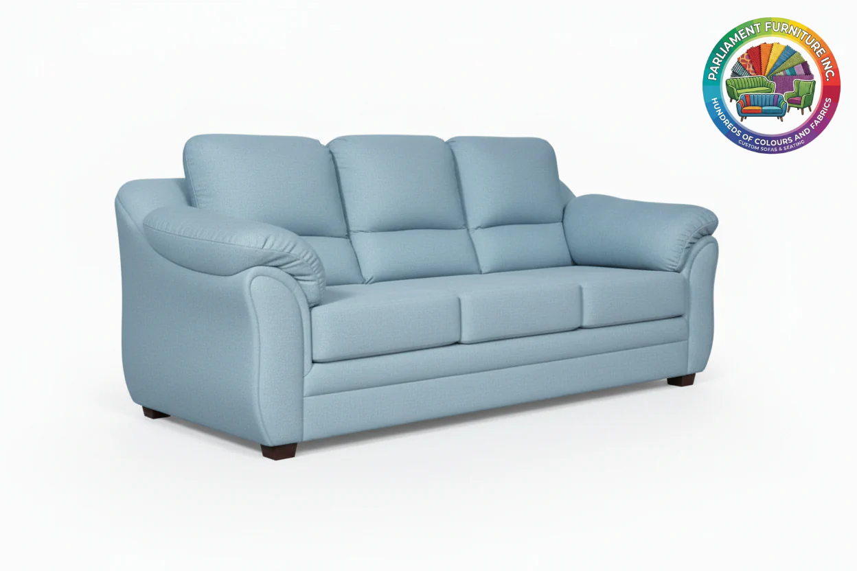 Badged - REL 2007 Sofa, Many Colour and Fabric Choices, Canadian Made, Puffy Arms