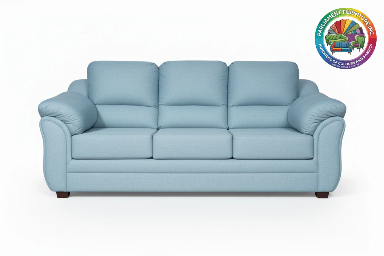 Badged - REL 2007 Sofa, Many Colour and Fabric Choices, Canadian Made, Puffy Arms