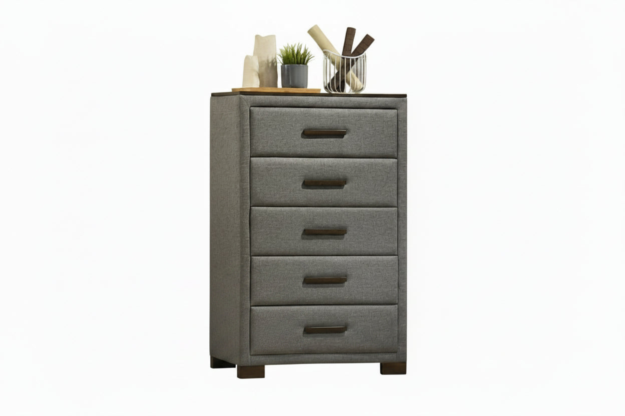 "DYLAN" Deluxe Bedroom Set, Grey, Fabric