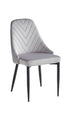 C-1531 Dining Chairs, Light Grey Velvet, Chevron Pattern Stitching, Black Legs, (Set of 2)