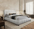 IF-5925 Bed, Creme, Beige, Boucle-Style Fabric for a Soft, Textured Feel, Elegant Arched Headboard