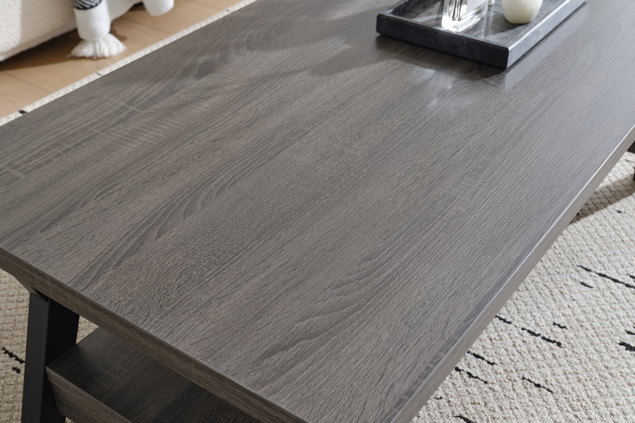 IF-3505 Coffee Table Set, 3Pc, Grey Top, 48" Coffee Table, 22" End Tables, Grey Frame
