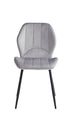 C-1535 Dining Chairs, Light Grey Velvet, Black Legs, (Set of 2)