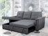 IF-9040 Sectional Sofa Bed, 92" Wide, Grey, Fabric with Piping, Reversible Chaise, Lift-Up Storage Compartment