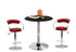 T-135 | ST-7500R Pub Set, 3Pc, Adjustable Height Table, Adjustable Height Chairs, Red Stools, Chrome Base