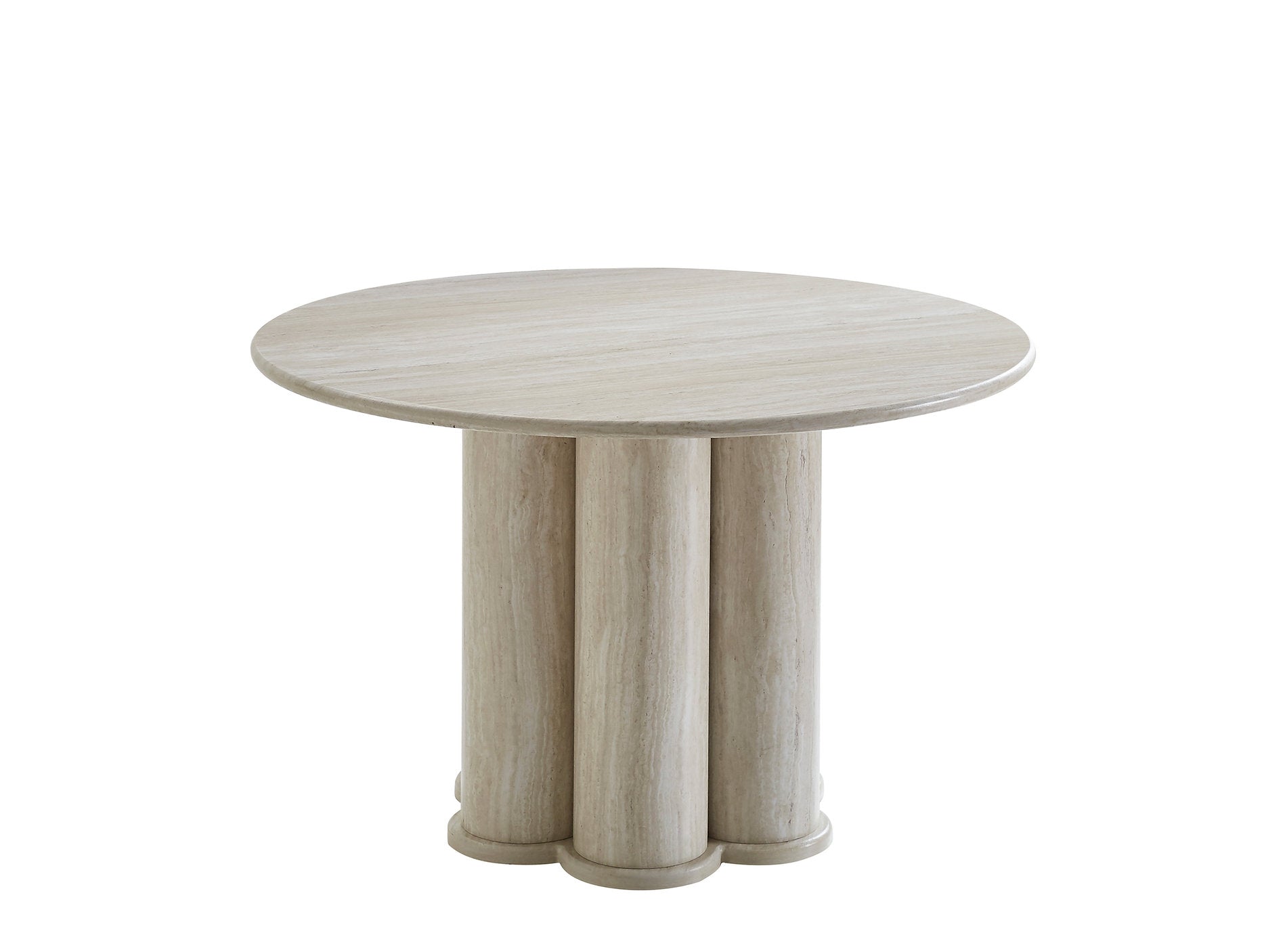 T-1435 C-1436 Dining Set, 5 Pc, 48" Round Table + 4 Chairs, Light Travertine-Look Finish